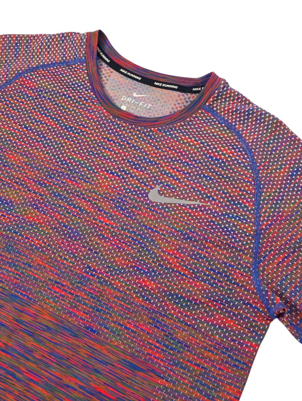 Nike Running Dri-FIT Knit Running Shirt Multicolor Short Sleeve Men L Activewear - Picture 2 of 12